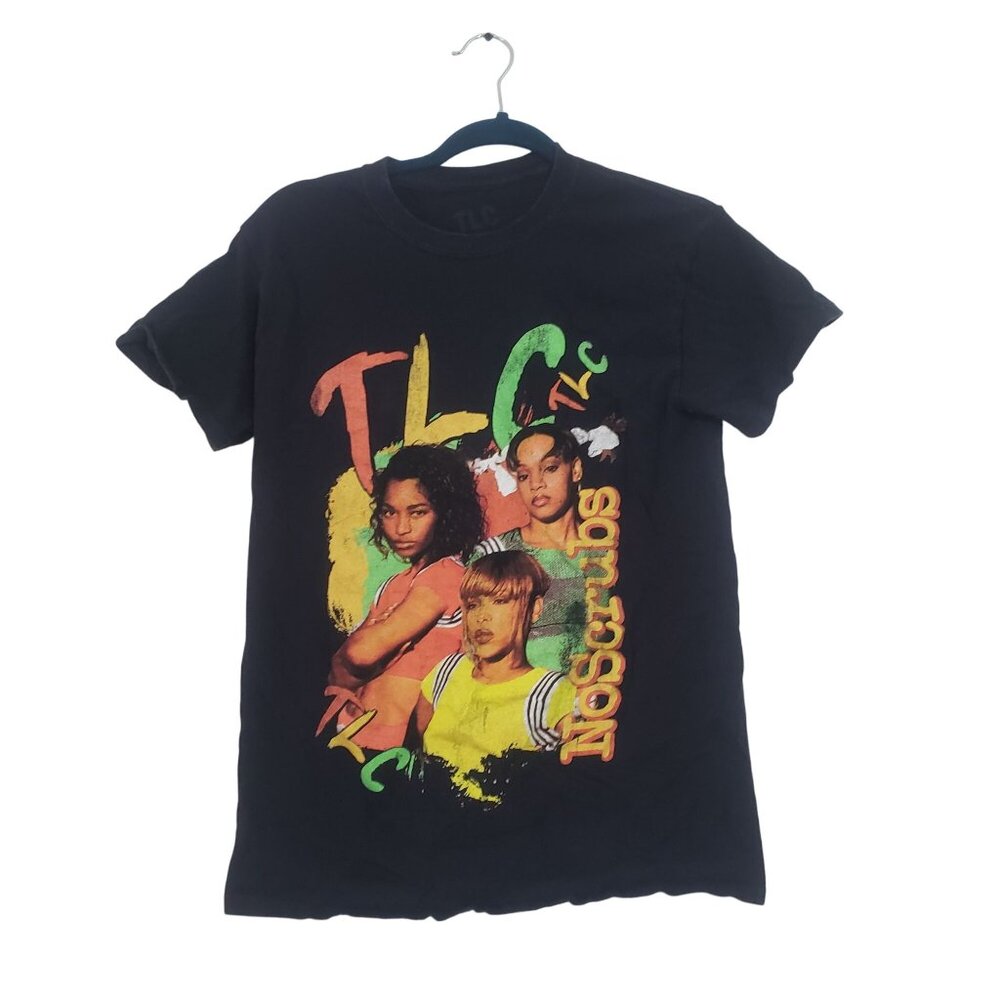 TLC No Scrubs Graphic T Shirt Women Small Black 90s R&B‎ Group Tee Streetwear